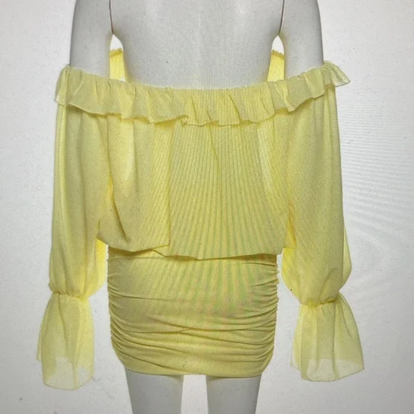 Yellow Off-Shoulder Ruffle Two-Piece Set - Picture 5 of 5